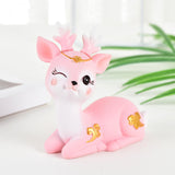 Maxbell Deer Figurines Animal Statue Gifts Crafts for Living Room Bedroom Cafe Blue Pink