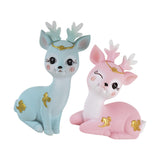Maxbell Deer Figurines Animal Statue Gifts Crafts for Living Room Bedroom Cafe Blue Pink