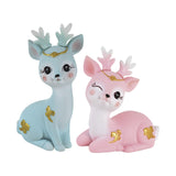 Maxbell Deer Figurines Animal Statue Gifts Crafts for Living Room Bedroom Cafe Blue Pink