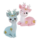 Maxbell Deer Figurines Animal Statue Gifts Crafts for Living Room Bedroom Cafe Blue Pink