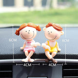 Maxbell Little Cartoon Couples Figurines Resin Decorative with Balloon Table Top Reading Book