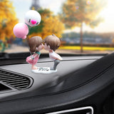 Maxbell Little Cartoon Couples Figurines Resin Decorative with Balloon Table Top Kiss