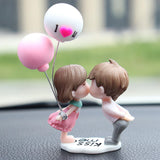 Maxbell Little Cartoon Couples Figurines Resin Decorative with Balloon Table Top Kiss