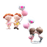 Maxbell Little Cartoon Couples Figurines Resin Decorative with Balloon Table Top Kiss
