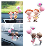 Maxbell Little Cartoon Couples Figurines Resin Decorative with Balloon Table Top Kiss