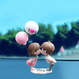 Maxbell Little Cartoon Couples Figurines Resin Decorative with Balloon Table Top Kiss
