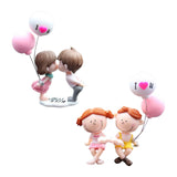 Maxbell Little Cartoon Couples Figurines Resin Decorative with Balloon Table Top Kiss