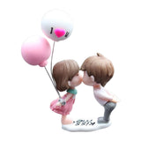 Maxbell Little Cartoon Couples Figurines Resin Decorative with Balloon Table Top Kiss