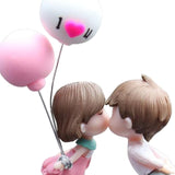Maxbell Little Cartoon Couples Figurines Resin Decorative with Balloon Table Top Kiss