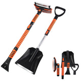 Maxbell 2Pcs Car Extendable Snow Shovel and Ice Scraper with Brush Multifunctional