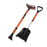 Maxbell 2Pcs Car Extendable Snow Shovel and Ice Scraper with Brush Multifunctional