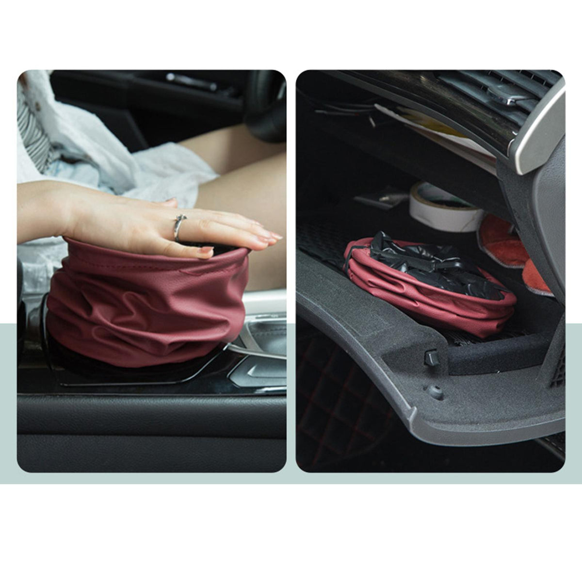 Maxbell Car Trash can artificial Leather Garbage Bin Waste Basket Rubbish Bin for Truck Grey