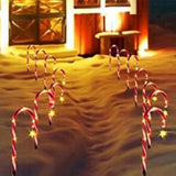 Maxbell Candy Cane Lights Decor Crutches Waterproof Christmas LED Lamp for Lawn 10 Lights