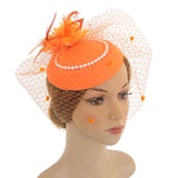 Maxbell Fascinators Hat Bridal Headpiece Hair Accessories for Carnival Cocktail orange