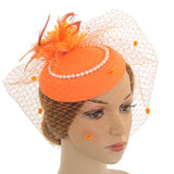 Maxbell Fascinators Hat Bridal Headpiece Hair Accessories for Carnival Cocktail orange