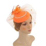 Maxbell Fascinators Hat Bridal Headpiece Hair Accessories for Carnival Cocktail orange