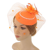 Maxbell Fascinators Hat Bridal Headpiece Hair Accessories for Carnival Cocktail orange