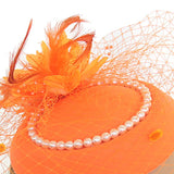 Maxbell Fascinators Hat Bridal Headpiece Hair Accessories for Carnival Cocktail orange