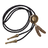 Maxbell Bolo Tie Cowboy Necktie Pendant Handmade PU Leather Cord for Birthday Photo