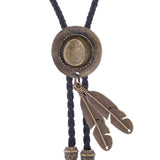 Maxbell Bolo Tie Cowboy Necktie Pendant Handmade PU Leather Cord for Birthday Photo