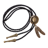 Maxbell Bolo Tie Cowboy Necktie Pendant Handmade PU Leather Cord for Birthday Photo