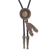 Maxbell Bolo Tie Cowboy Necktie Pendant Handmade PU Leather Cord for Birthday Photo