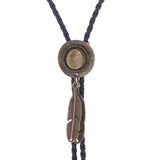 Maxbell Bolo Tie Cowboy Necktie Pendant Handmade PU Leather Cord for Birthday Photo