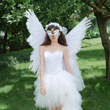 Maxbell 3D Halloween Feather Angel Wing Costume Accessory Realistic Decorative White 80x90cm
