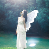 Maxbell 3D Halloween Feather Angel Wing Costume Accessory Realistic Decorative White 80x90cm