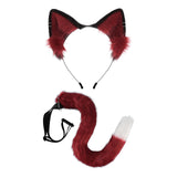 Maxbell Cosplay Ear Cat Headdress with Tail Set Hair Clip Costume for Performance