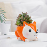 Maxbell Ceramic Animal Succulent Planter Pot Housewarming Gifts for Garden Handmade Fox