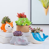 Maxbell Ceramic Animal Succulent Planter Pot Housewarming Gifts for Garden Handmade Fox