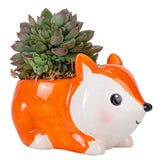Maxbell Ceramic Animal Succulent Planter Pot Housewarming Gifts for Garden Handmade Fox