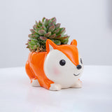 Maxbell Ceramic Animal Succulent Planter Pot Housewarming Gifts for Garden Handmade Fox