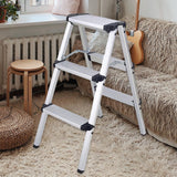 Maxbell 3 Step Ladders Collapsible Wide Pedal Portable for Garage Outdoor Home