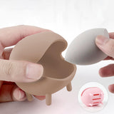 Maxbell Makeup Sponge Holder Double Side Hollow Puff Drying Container Organizer Brown