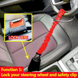 Maxbell Automotive Car Steering Wheel Lock Seat lock Quick to Fit and Remove Red