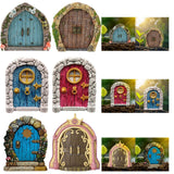 Maxbell 2Pcs 1/12 Fairy Tale Door Dollhouse Furniture for Fairy Garden Yard Art style A
