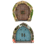 Maxbell 2Pcs 1/12 Fairy Tale Door Dollhouse Furniture for Fairy Garden Yard Art style A