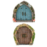 Maxbell 2Pcs 1/12 Fairy Tale Door Dollhouse Furniture for Fairy Garden Yard Art style A
