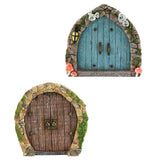 Maxbell 2Pcs 1/12 Fairy Tale Door Dollhouse Furniture for Fairy Garden Yard Art style A