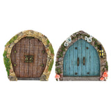 Maxbell 2Pcs 1/12 Fairy Tale Door Dollhouse Furniture for Fairy Garden Yard Art style A