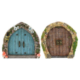 Maxbell 2Pcs 1/12 Fairy Tale Door Dollhouse Furniture for Fairy Garden Yard Art style A