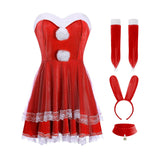 Maxbell Classic Bunny Costume Cosplay W/ Bunny Ears Christmas Party Dress up Red