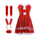 Maxbell Classic Bunny Costume Cosplay W/ Bunny Ears Christmas Party Dress up Red