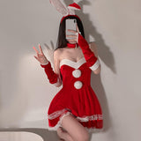Maxbell Classic Bunny Costume Cosplay W/ Bunny Ears Christmas Party Dress up Red