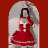 Maxbell Classic Bunny Costume Cosplay W/ Bunny Ears Christmas Party Dress up Red
