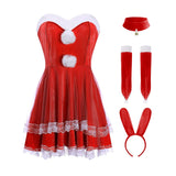 Maxbell Classic Bunny Costume Cosplay W/ Bunny Ears Christmas Party Dress up Red