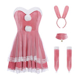 Maxbell Classic Bunny Costume Cosplay W/ Bunny Ears Christmas Party Dress up Red