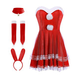 Maxbell Classic Bunny Costume Cosplay W/ Bunny Ears Christmas Party Dress up Red